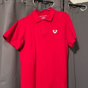 Red True Religion Collared Polo T-Shirt